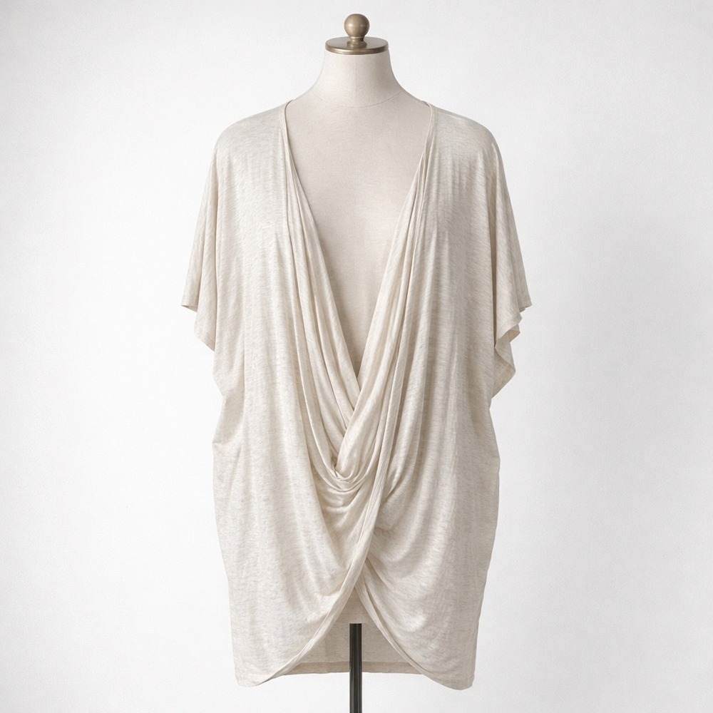 J. Jill Pure Jill Elements‎ Size M Tall Twisted Drape Front Top Oatmeal Heather